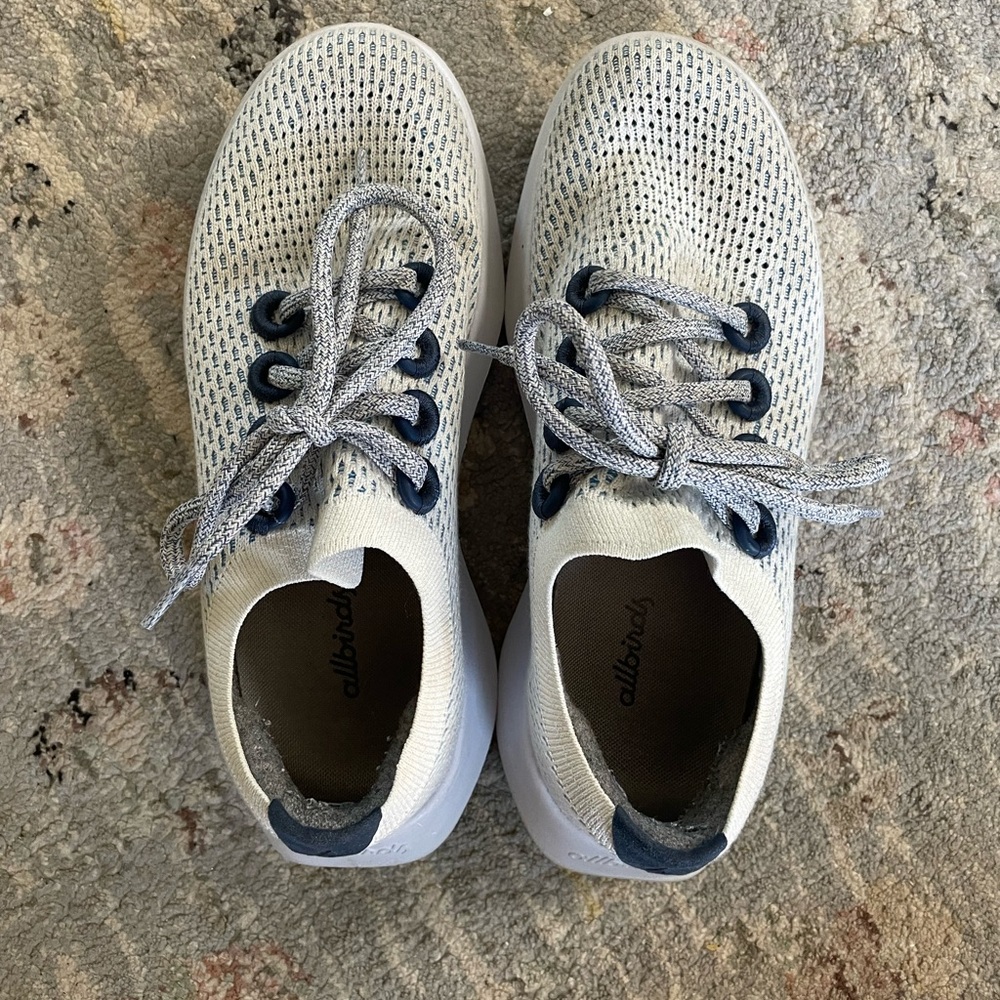 Allbirds White and Navy Athletic Shoes